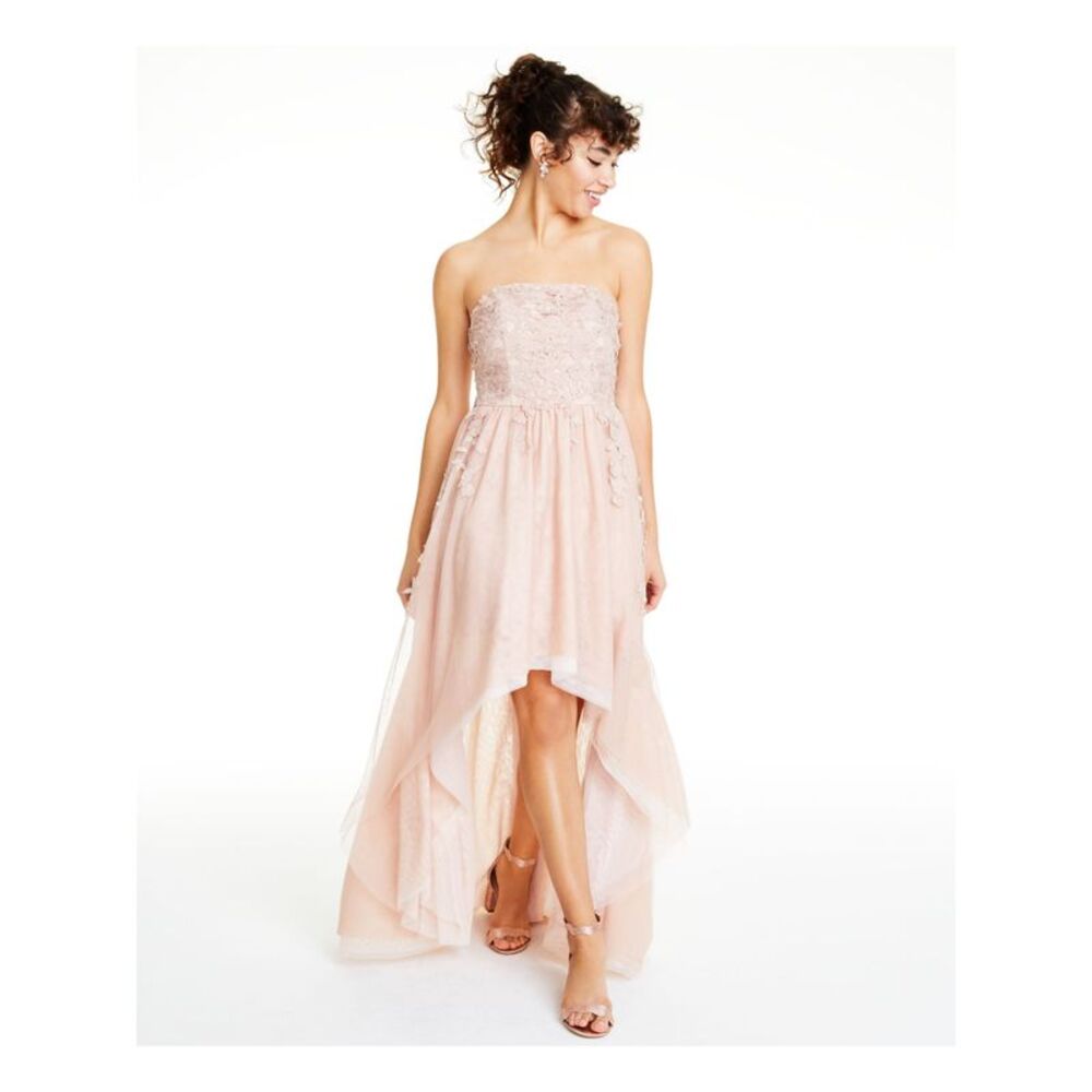 SAY YES TO THE PROM Womens Sleeveless Sweetheart Neckline Formal Hi-Lo Dress